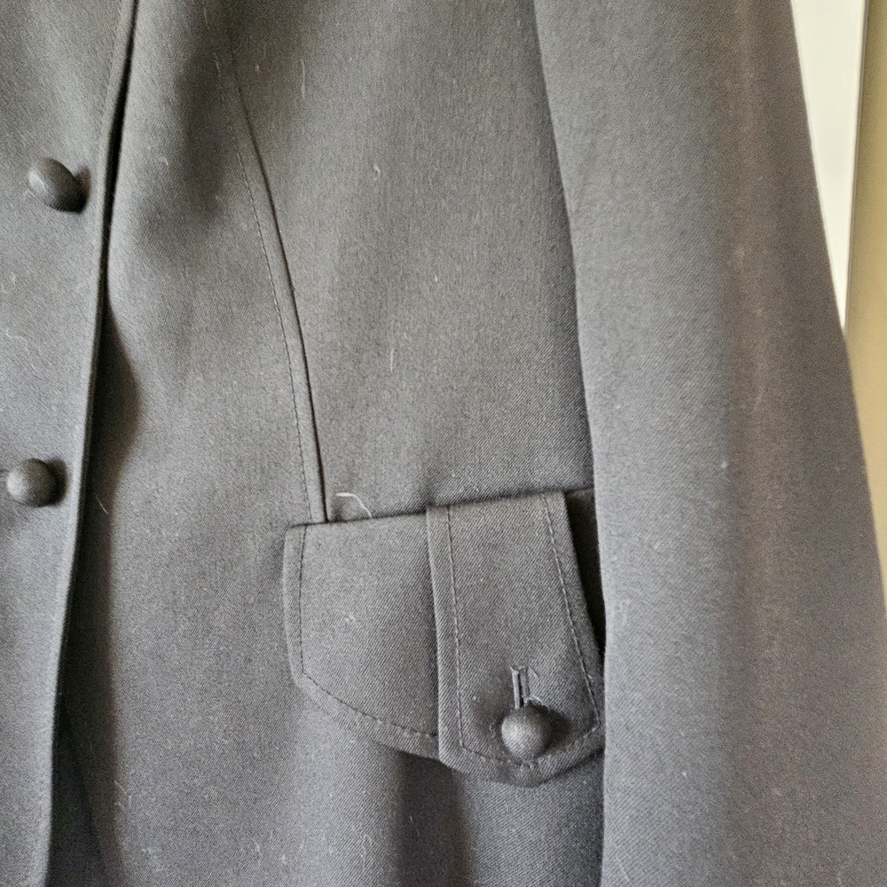 Vintage Albert Nipon 100% Wool Black Asymmetrical Blazer Jacket Braided Collar - Picture 4 of 8